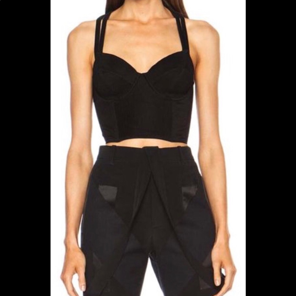 Fleur Du Mal ribbed black bustier bra cropped